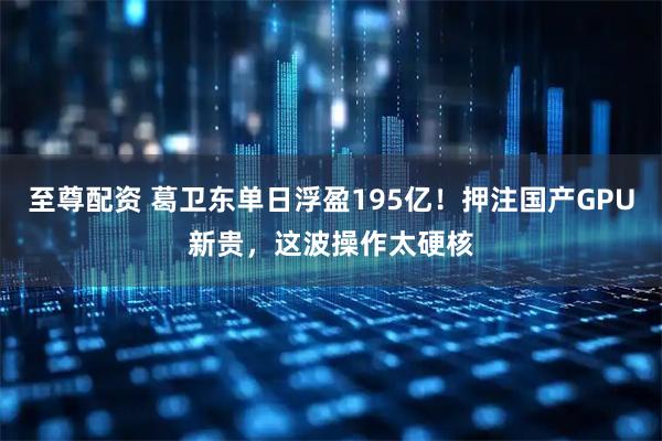 至尊配资 葛卫东单日浮盈195亿!押注国产GPU新贵,这波操作太硬核